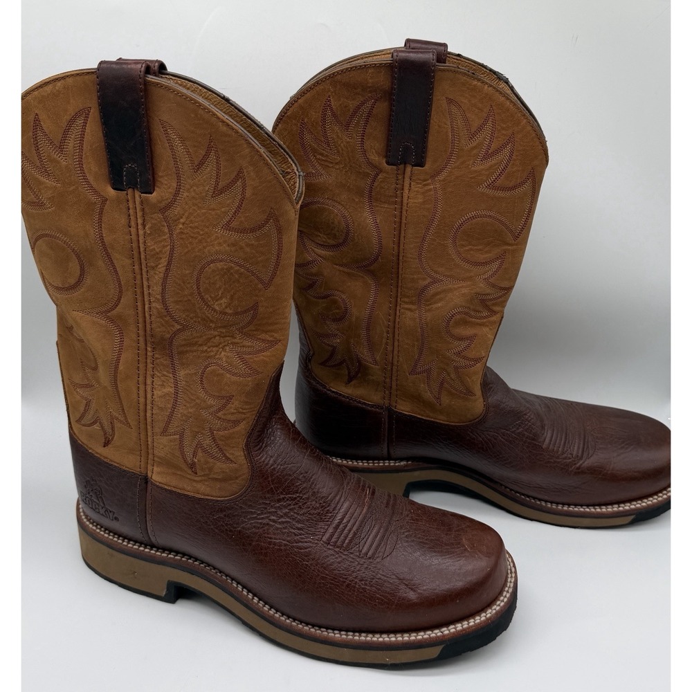 Rocky Men's Western Cowboy Work Boots Size 12W Brown Leather Square Toe Ranch